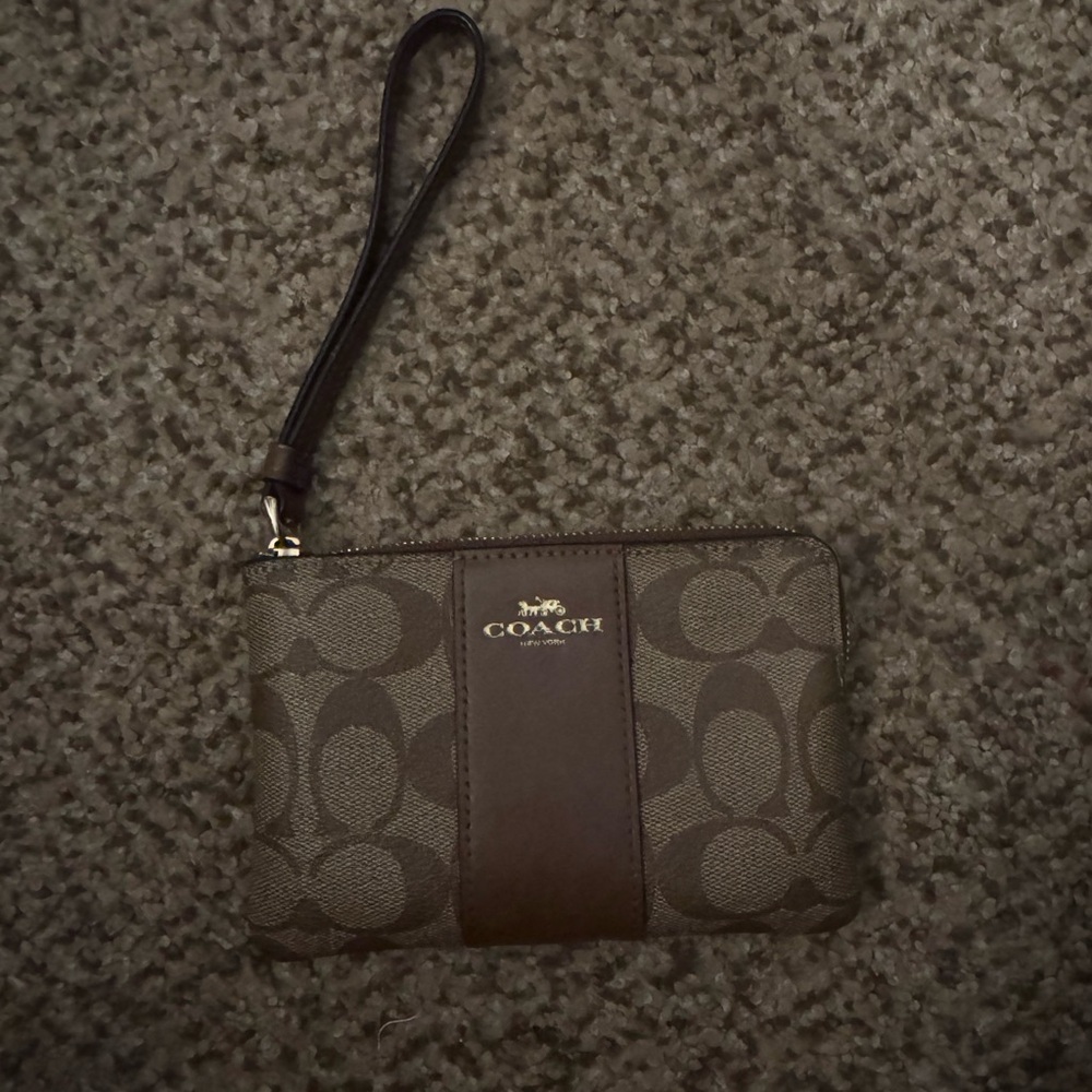 Coach Signature Brown Wristlet